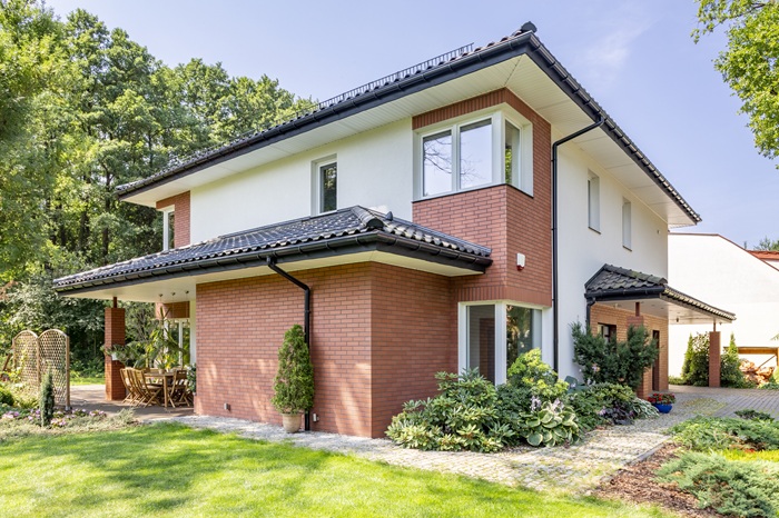 Two-story family home with a pitched roof