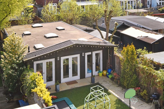 Urban residential property surrounded by greenery